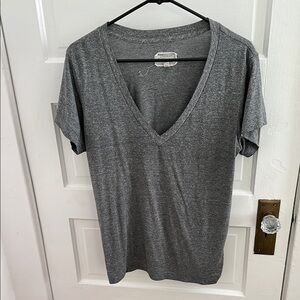Current/Elliott Gray V-neck Short Sleeve Tee